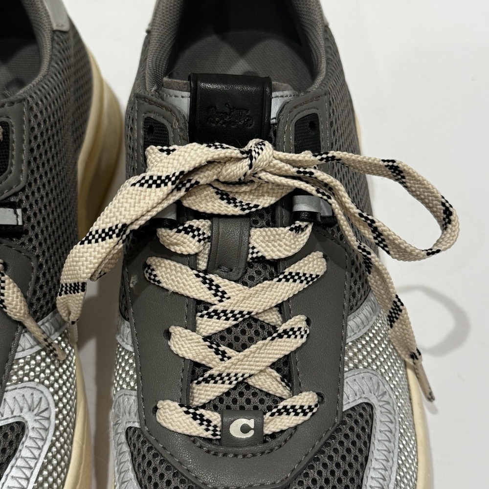 Coach Women's Lowline Canvas Low‎ Top Silver Retro Sneakers Sz 9.5 B Style G5233 - Picture 3 of 10